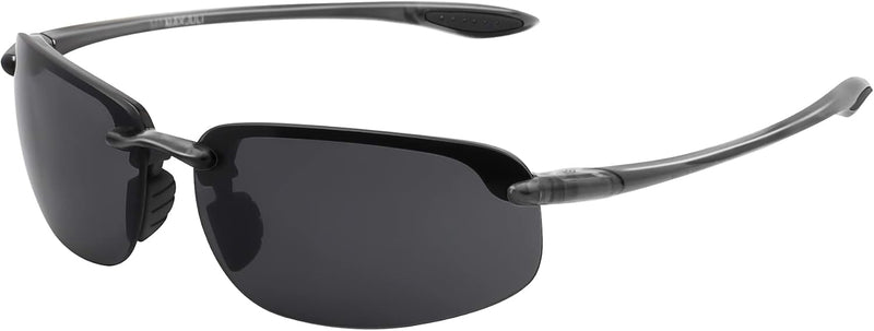 JULI Sports Sunglasses for Men Women Tr90 Rimless Frame for Running Fishing Baseball Driving MJ8001 - C6-Grey/Grey Plastic
