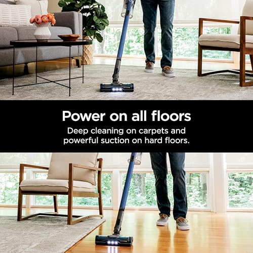 Shark Cordless Vacuum Cleaner with HEPA Filter, Lightweight, Portable, Rechargeable, Powerful Pet Hair Pickup, Removable Handheld, Crevice Tool, Dusting Brush, 50-min Runtime, Blue, IZ363HT