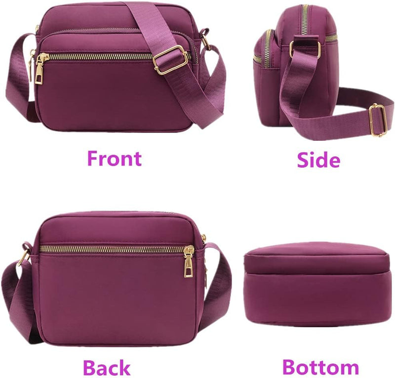 DIHKLCIO Nylon Crossbody Bags for Women Purses and Handbags Women's Casual Messenger Bags Waterproof Black Crossbody Purse - Purple