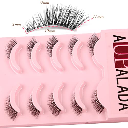 aupalada False Eyelashes Natural Half Lashes Short Wispy Clear Band 1/2 Lashes Pack Cat Eye 3D Faux Mink 3/4 Eye Lashes Multipack , Lash Clusters, Half Lash