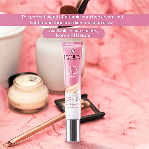 POND'S BB+ Cream, Instant Spot Coverage + Light make up Glow, Light, 18 g