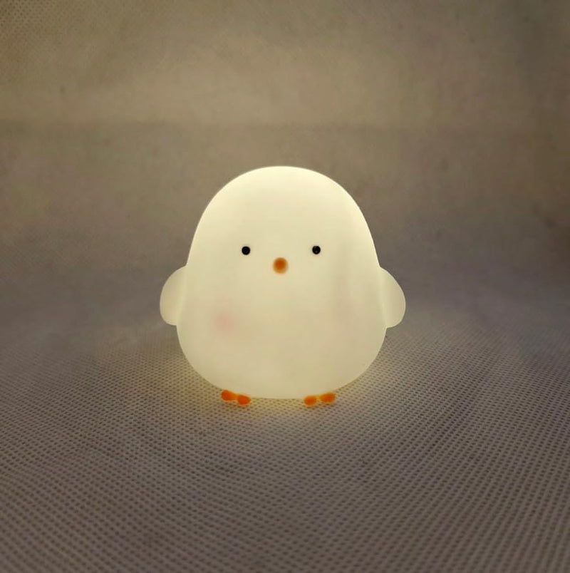 Cute Animal Night Lights, Mini LED Lamps with Panda, Bear, Duck, Bunny Characters, Cute gifts for children (White chick, Small)