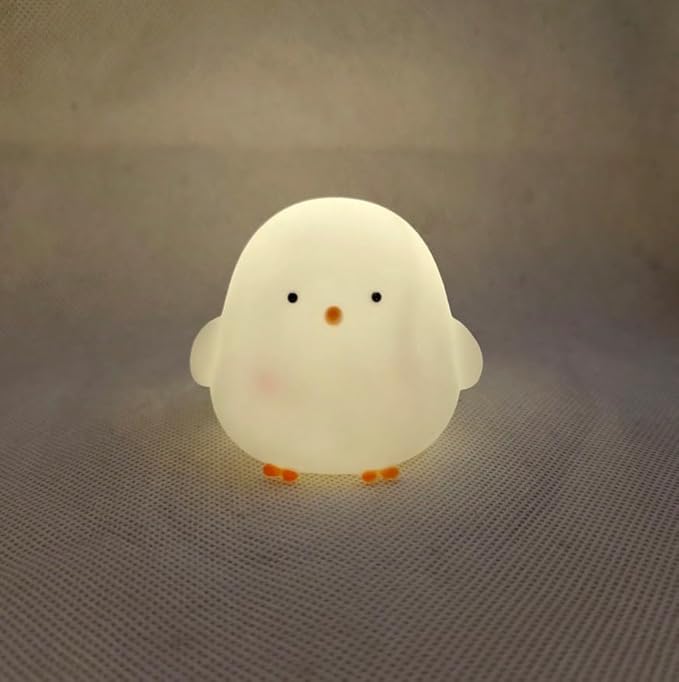 Cute Animal Night Lights, Mini LED Lamps with Panda, Bear, Duck, Bunny Characters, Cute gifts for children (White chick, Small)