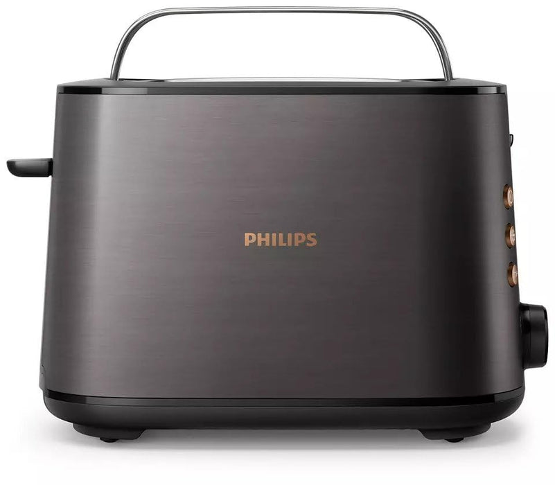 Philips 5000 Series Toaster - 950W, Auto Shut-off, Reheat Mode, Bun Warming Rack, Black & Copper - HD2650/31