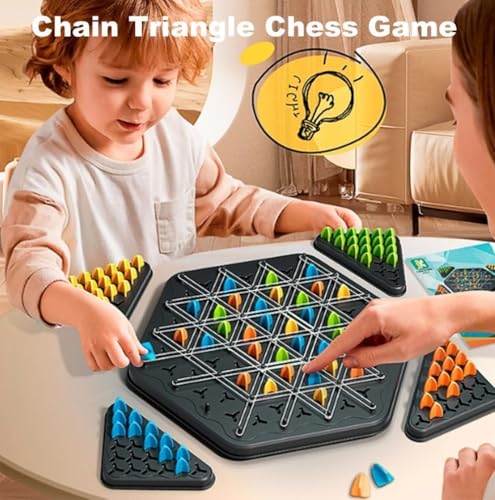 Chain Triangle Chess Game- Family Fun Night Chess Set,Strategy Board Game for Kids & Adults, 2-4 Players, Interactive Brain Teaser,Puzzle Games,Birthday Gift for Age 3-12 Years Old Boys Girls
