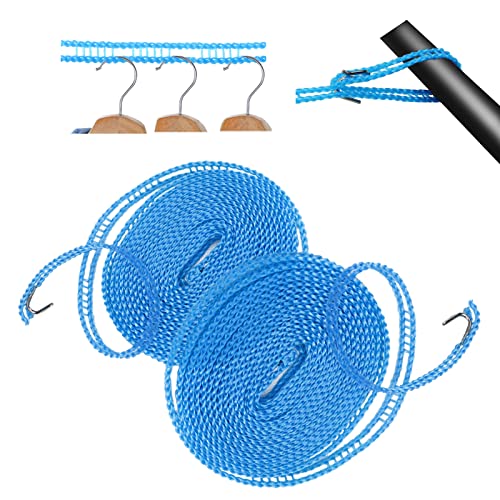 Clothesline, Windproof Non-slip Camping Clothesline, Durable Travel Clothes Line Rope, Portable Clothes Drying Line, Heavy Duty Laundry Line, Length Adjustable Clothing Line Outdoor Indoor, 16.4 Feet