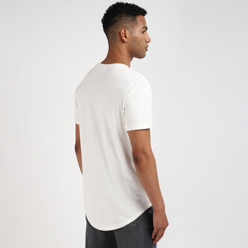 Ck Jeans Mens Long Sleeve Homme-/-tee-shirts-/-t-s-manches-courtes Badge Turn Up Sleeve