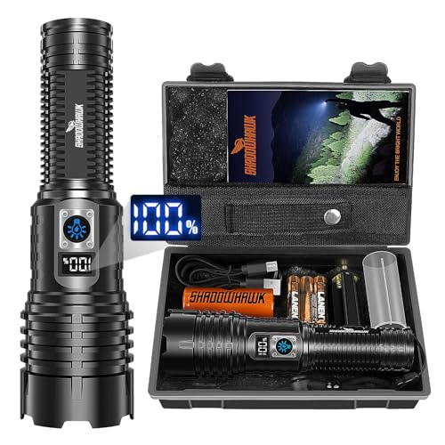 Shadowhawk Flashlight Rechargeable Torch Light, 20000 Lumens Flash Light Led flashlights Tactical, XHM77.2 Led Torch Light High Power, USB Handheld Powerful Torches for Camping Hiking Emergency