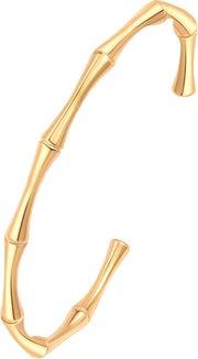 Hamsa Chain Bracelet with Cubic Zirconia Lucky Charms 18K Gold Plated Adjustable Bracelet for Women - 4.Bamboo