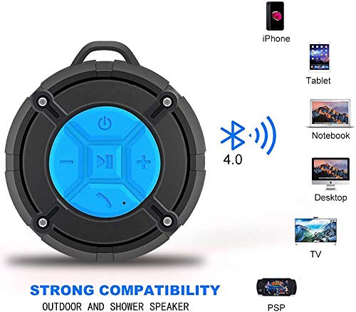 Talen Shower Speaker Waterproof IPX7 Bluetooth Speaker with Suction Cup & Hook - Shower Radios, Waterproof Speaker with Louder HD Sound for Bathroom, Pool, Beach, Outdoor