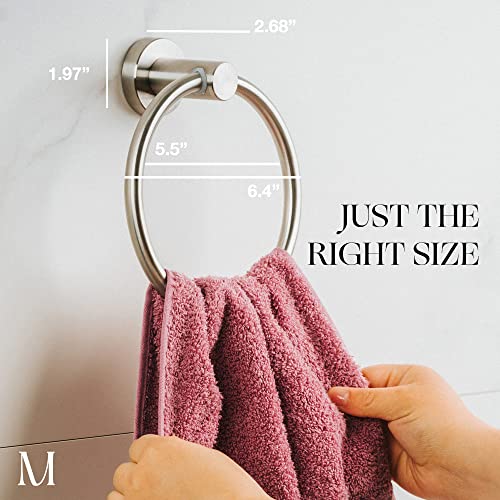 Bathroom Hardware Accessoires Stainless Steel Brushed Wall Mount Including Bath Towel Bar, Towel Ring/Hand Towel Holder, Toilet Paper Holder, Robe Hook MARMOLUX ACC Towel Ring Silver PA-91132BN
