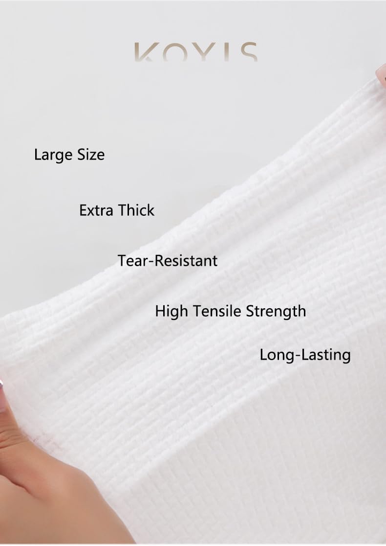 KOYIS Disposable Face Towels, Plant long fiber cleansing face towel for sensitive skin, Lint- free Facial Towels for Cleansing, Skincare and Makeup Remover, Dry Wipes (2 Pack)