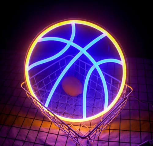 Basketball Neon Sign Basketball Led Neon Light, Dimmable LED Neon Signs for Bar Club Wall Decor, Sports Neon Signs for Room Bedroom Shop Decor, Gift for Christmas Birthday 12.6Ã—11.6 Inch (Blue)