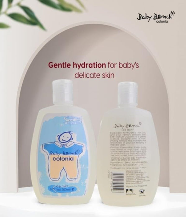 Baby Bench Colonia ICE MINT COLOGNE | Perfume for Babies, Gentle & Safe, Mild Fragrance | Long-lasting Moisture & Delicate Fragrance | Safe for Mother's Hands & Baby's Skin 200 ml - (Pack of 3).