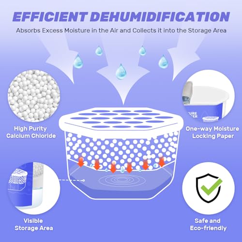 CLEVAST Moisture Absorbers Boxes 6 Pack, Dehumidifier Boxes for Closet, Unscented Hanging Humidity Absorber in Wardrobes, Bedrooms, Bathrooms(280g/pack)
