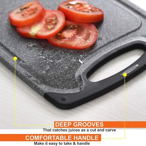 Joyzzz Kitchen Cutting Board, 3 pcs Professional Chopping Boards Sets, No BPA Cutting Board with Grinding Area, Non-Slip Dishwasher Safe Cutting Board, Juice Grooves and Carrying Handle