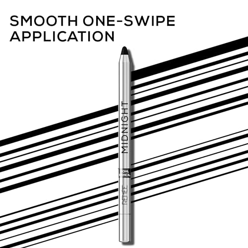 RENEE Midnight Kohl Kajal Pencil - Waterproof, Smudgeproof With Sharpener - 24 Hours Long Stay - Darkest Black - One Swipe Application - Vitamin E, Olive Oil and Castor Oil - 1.5 Gm, Matte Finish