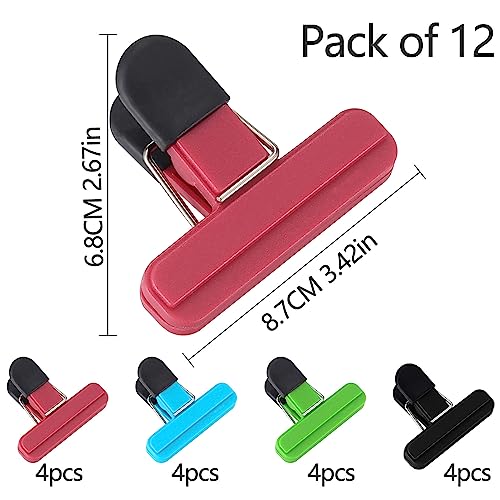 XxinXrong 12 Pcs Bag Clips Food Seal Clips, Food Bag Clips for Food Storage, Kitchen Food Clips, Plastic Air Tight Chip Bag Clips for Snack Coffee Vegetables Fruit Food Storage Bags Clips