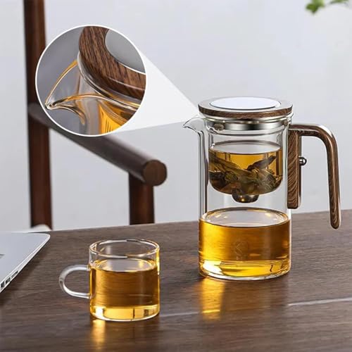 Enchanti Tea Pot,Water Separation Glass Teapot,Filter Teapot with Dual Infusers,Enchantipot Magic Tea Pot,Glass Teapot with Strainer,Infuser,Automatic Magnetic Teapotï¼Œheat Resistant (520ml)
