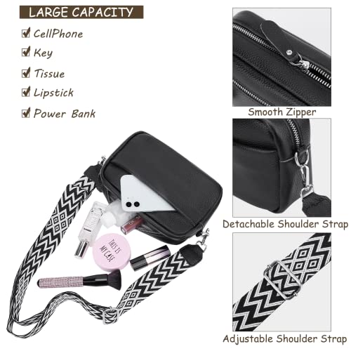 Efilra Small Crossbody Bag for Women, Genuine Leather Camera Bag Purse Crossbody, Women's Crossbody Handbag with Guitar Strap