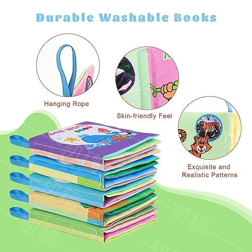 Baby Bath Books, Fabric Soft Baby Waterproof Cloth Books, Toddler Early Education for Tool, Infants Perfect Shower, Kids Bath Toys Birthday Gift