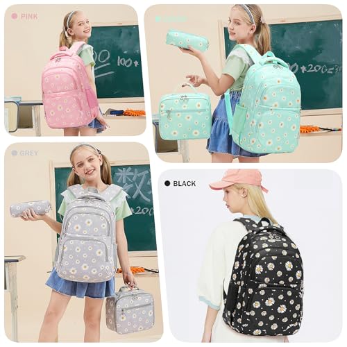 Armbq Girls Backpack Kids School Bookbag Set for Teen Girls Elementary Students Casual Back Pack with Lunch Box
