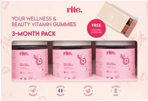 rite GLOW x3 month pack for optimal results 2000% Dv Biotin With Zinc, Selenium Hair Growth, Stronger Nails & Healthy Skin Sugar free