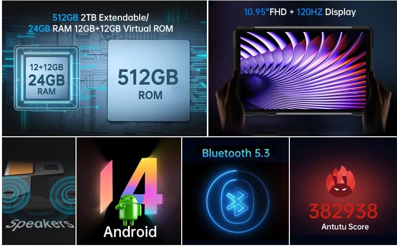 8849 Tank PAD E,24GB?,Rugged Projector Tablet,21000mAh,10.95" FHD 120Hz,32MP?,66W Tablets PC Global Version