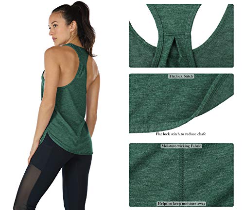 icyzone Women's Racerback Workout Athletic Running Tank Tops Loose Fit (Pack of 2)