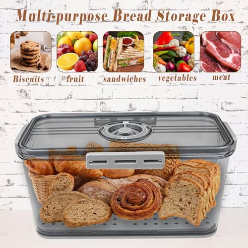 Bread Box for Kitchen Countertop Large Bread Box Farmhouse Bread Container Bread Storage with Window Bread Holder Black