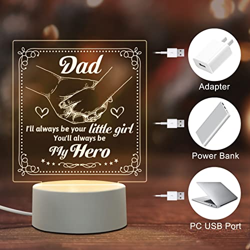 BPA Dad Gifts from Daughter - Birthday, Thanksgiving, Christmas, Father's Day - Personalized Acrylic Sleep Night Light with Base