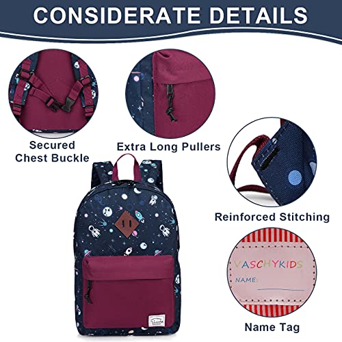 VASCHY Girls' Primary School Bag, Backpack for Children, Girls, Boys, Waterproof, Lightweight, Cute 4-6 Years Old School Bag for Kindergarten with Chest Strap Suitable for A4