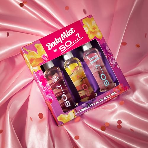 SO?? Body Mist Luscious Trio Womens Body Mist Gift Set, with Red Velvet, Vanilla, & Cherry Blossom, Fragrance Spray Set (3x100ml)