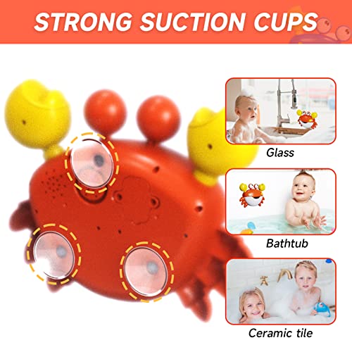 GLZOOO Crab Bath Toys: Bath Toys for Toddlers, Blow Bubbles and Plays 12 Children’s Songs, Sing-Along Bath Bubble Maker for Baby (Red)