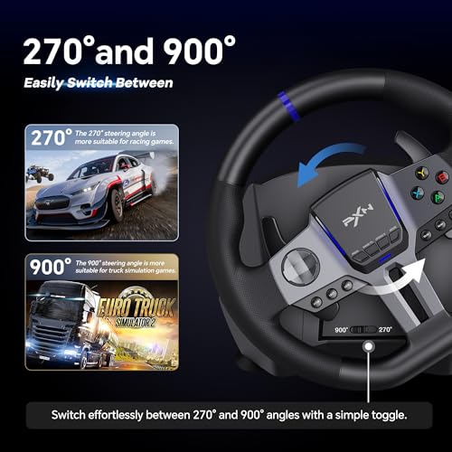 PXN V9 Gen2 Racing Wheel - Steering Wheel Driving Wheel 270Â°/ 900Â° Degree Vibration Gaming Steering Wheel with Shifter and Pedal for PS4,PC,PS3,Xbox Series X|S, Xbox One