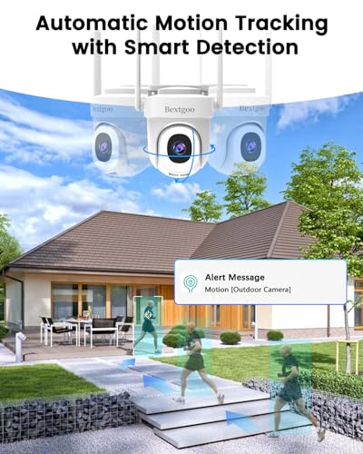 3K 5MP Security Camera Outdoor, 2.4G/5GHz WiFi Wired Camera for Home Security with 32GB TF Card-No Monthly Fee, Video Playback, 24/7 Recording, 360° Motion Tracking, Color Night Vision, 2-Way Audio