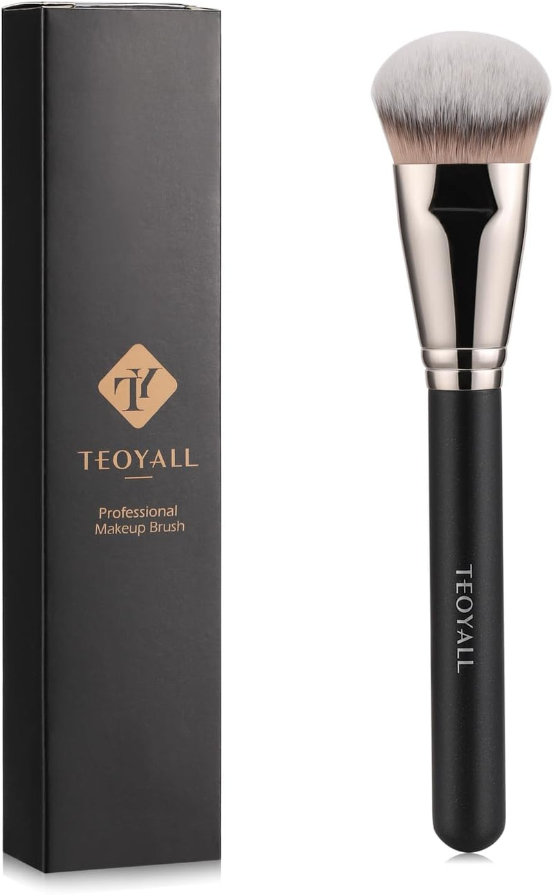 TEOYALL Flat Angled Brushes, Flawless Foundation Brush Under Eye Concealer Brush Bronzer Brush with Liquid Cream Powder