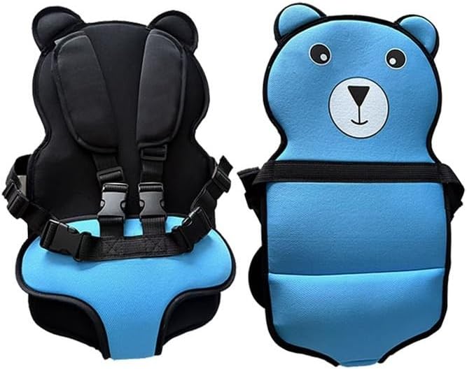 Toddler Suitcase Seat with Adjustable Belt, Portable Baby Seat on Suitcase, Cartoon Animal Ride on Luggage Seat for Travel (Black) - Blue