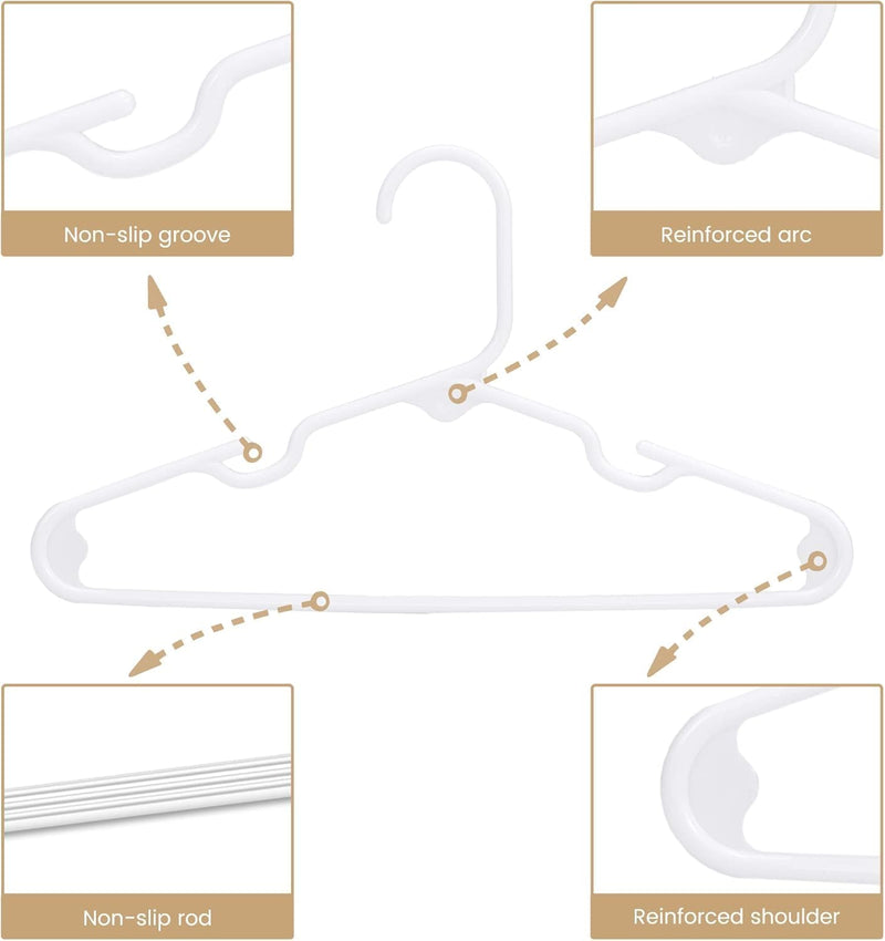 HOUSE DAY Kids Plastic Hangers for Closet, Children's Clothes & Baby Clothing - Ideal for Toddler and Child Pants, Coats, and More - Everyday Use (Colorful, 20 Pack)