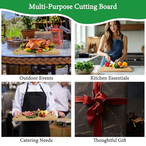 3-in-1 Bamboo Wood & Stainless Steel Cutting Board Set – Multipurpose Cutting Boards with Juice Groove for Kitchen Prep, Serving, and Chopping – Duable, Knife Friendly, Stylish Kitchen Accessories