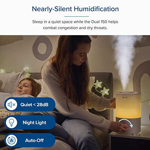 LEVOIT 3L Humidifiers for Bedroom Baby Room with Night Light, Cool Mist Humidifier for Home, Office & Plant, Auto-Off, Up to 25H for 27 ?, Quiet Operation with 360� Rotation Nozzle- 2 Filter Sponge