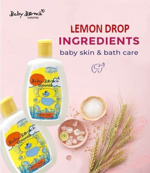 Baby Bench Colonia LEMON DROP COLOGNE | Perfume for Babies, Gentle & Safe, Mild Fragrance | Long-lasting Moisture & Delicate Fragrance | Safe for Mother's Hands & Baby's Skin 200 ml - (Pack of 3).