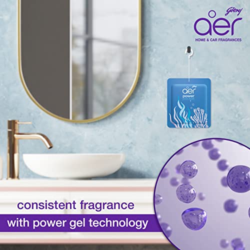 Godrej aer Power Pocket Air Freshener- Bathroom And Toilet Lasts Up To 30 Days Assorted Pack Of 5 (50G), Multicolour, 40017848
