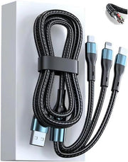 3-in-1 USB Fast Charging Cable - 120W Power Super Fast Charger Cords Universal Phone Charger, Multiple Charger Wire for Cellphone, Tablets and More