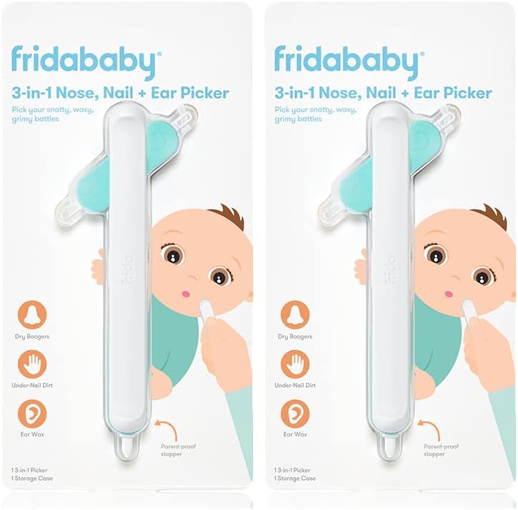 Frida Baby 3-in-1 Nose, Nail + Ear Picker [2 Count] by Frida Baby The Makers of NoseFrida The SnotSucker, Safely Clean Baby's Boogers, Ear Wax & More