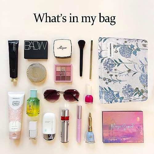 STARDW Flower Cosmetic Bags Makeup Bags for Women and Girls,Travel Makeup Bag Large Capacity Canvas Makeup Bag,Makeup Organizer Bag Zipper Pouch, Embossed pink, Large Capacity Aesthetic Makeup Bags