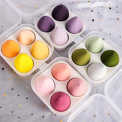 Beauty Blender Complexion Sponge – pack of 4 Egg Shaped Foundation Blending Sponge Ideal for women Makeup Highlighters, Powder, Cream or Liquid Application (Assorted Color)