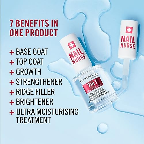 Rimmel London Nail Care 7 in 1 Multi Benefit Base & Top Coat, Dries Quickly, Smooth Finish, Protects Nails, Seals Colour, Vegan Formula, 12ml (0.42oz)