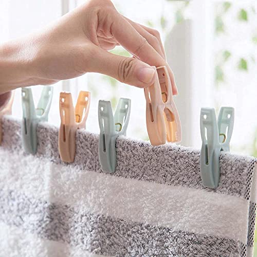 CHAYA 30Pcs Clothes Pegs with Plastic Basket, Multi-Purpose Resistant Laundry Clothes Pin Clips with Sturdy Springs for Outdoor Clothesline Food Bag(Random Color)