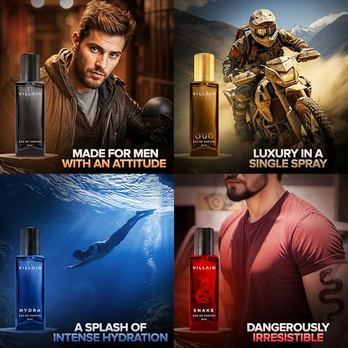Villain Rebel Luxury Perfume Gift Set for Men 4x20 ML | Perfume with Long Lasting Fragrance | EDP
